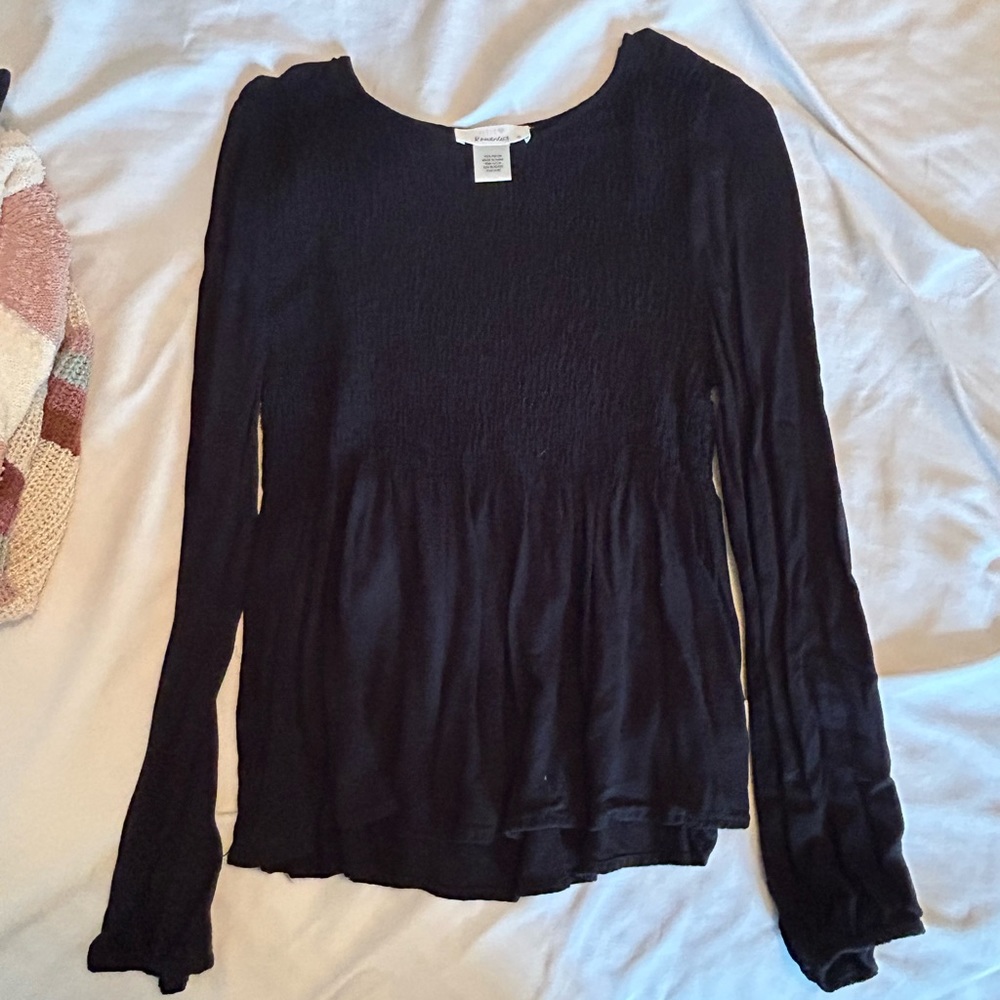 black ruffle shirt